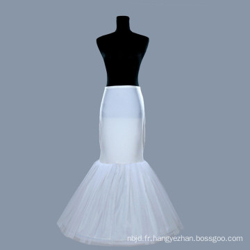 Sirène blanche 3 jupons aplaties en dentelle jupe de mariée en dentelle de mariée